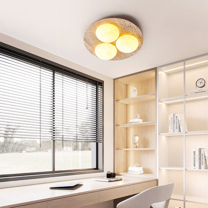 Luz de techo empotrada LED contemporánea creativa redonda de travertino amarillo para sala de estar 