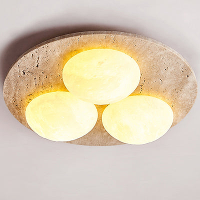 Luz de techo empotrada LED contemporánea creativa redonda de travertino amarillo para sala de estar 