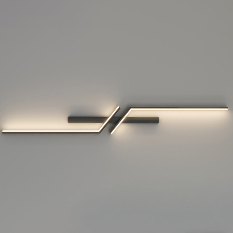 Modern Minimalist Strip Rectangle Line Silicone Aluminum LED Wall Sconce Lamp For Living Room
