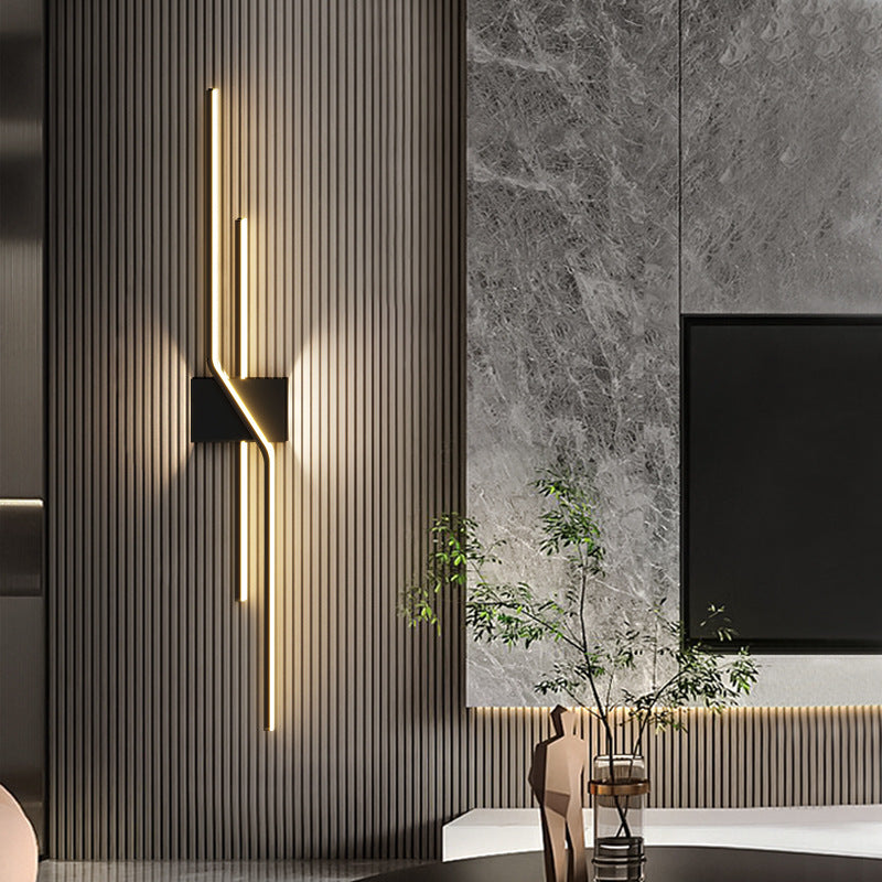 Modern Minimalist Strip Rectangle Line Silicone Aluminum LED Wall Sconce Lamp For Living Room
