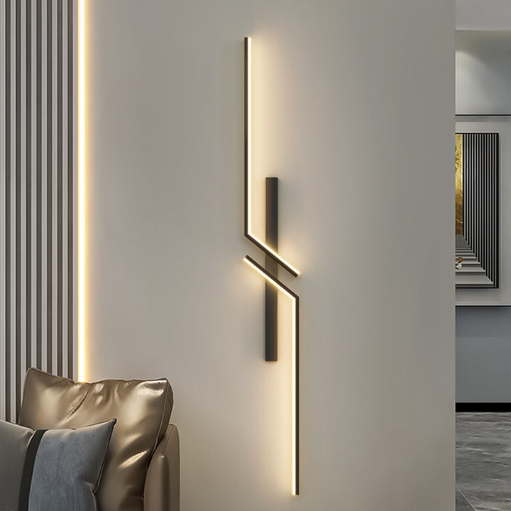 Moderne minimalistische Streifenrechteck-Linien-Silikon-Aluminium-LED-Wandleuchte für das Wohnzimmer 