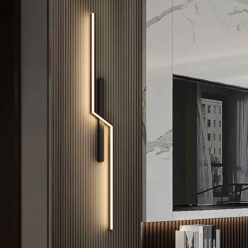 Modern Minimalist Strip Rectangle Line Silicone Aluminum LED Wall Sconce Lamp For Living Room