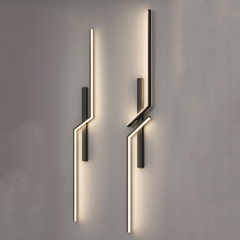 Modern Minimalist Strip Rectangle Line Silicone Aluminum LED Wall Sconce Lamp For Living Room