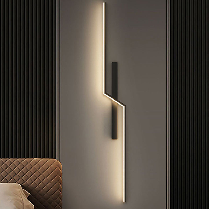 Modern Minimalist Strip Rectangle Line Silicone Aluminum LED Wall Sconce Lamp For Living Room
