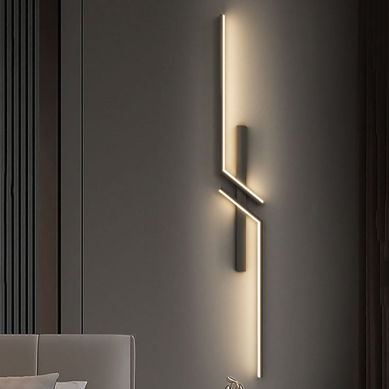 Modern Minimalist Strip Rectangle Line Silicone Aluminum LED Wall Sconce Lamp For Living Room