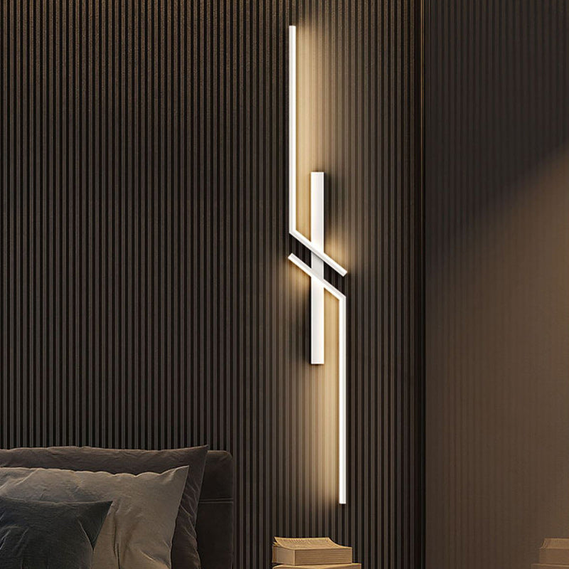 Modern Minimalist Strip Rectangle Line Silicone Aluminum LED Wall Sconce Lamp For Living Room