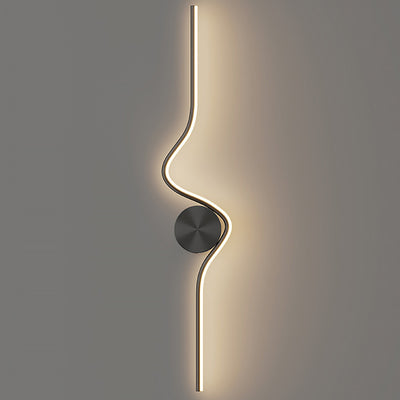 Lampe murale LED en laiton silicone à ligne courbe simplicité moderne pour chambre 
