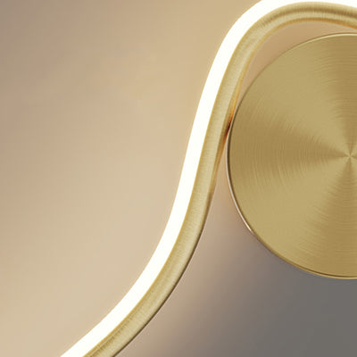 Lampe murale LED en laiton silicone à ligne courbe simplicité moderne pour chambre 