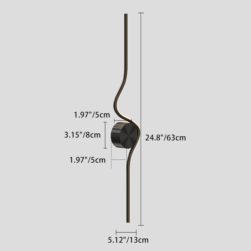 Lampe murale LED en laiton silicone à ligne courbe simplicité moderne pour chambre 