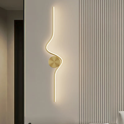 Lampe murale LED en laiton silicone à ligne courbe simplicité moderne pour chambre 