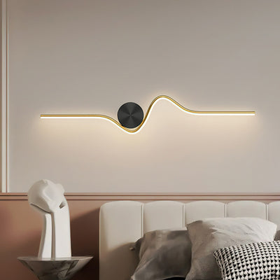 Lampe murale LED en laiton silicone à ligne courbe simplicité moderne pour chambre 