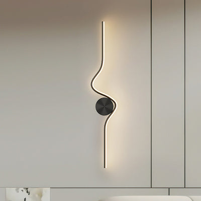 Lampe murale LED en laiton silicone à ligne courbe simplicité moderne pour chambre 