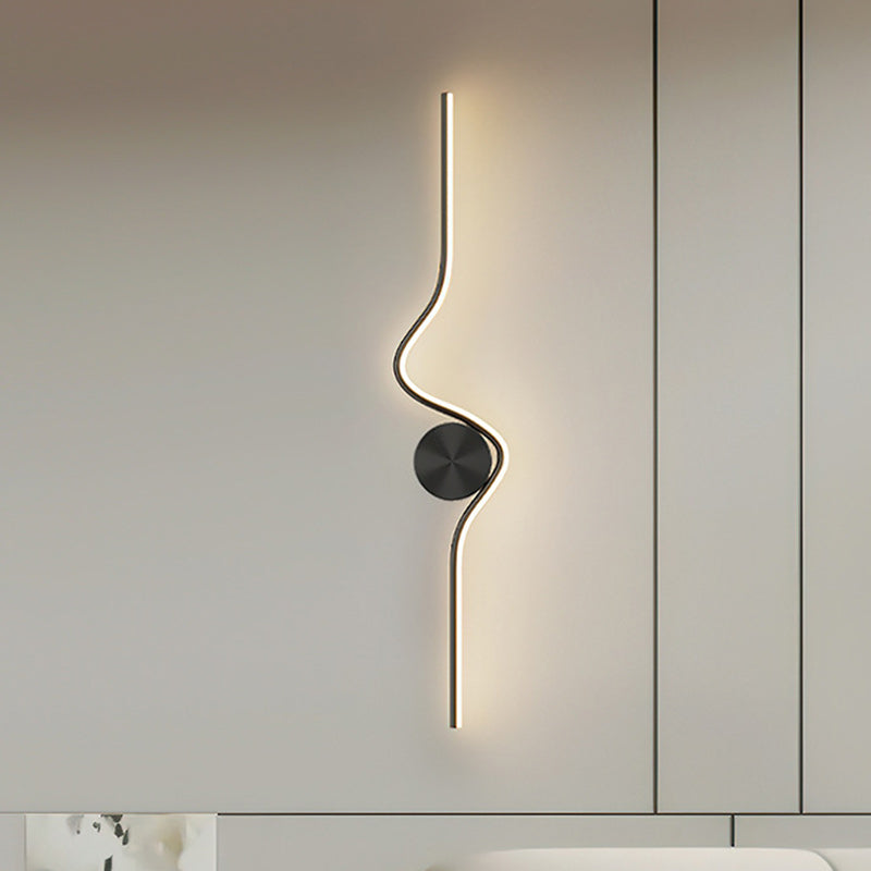 Lampe murale LED en laiton silicone à ligne courbe simplicité moderne pour chambre 