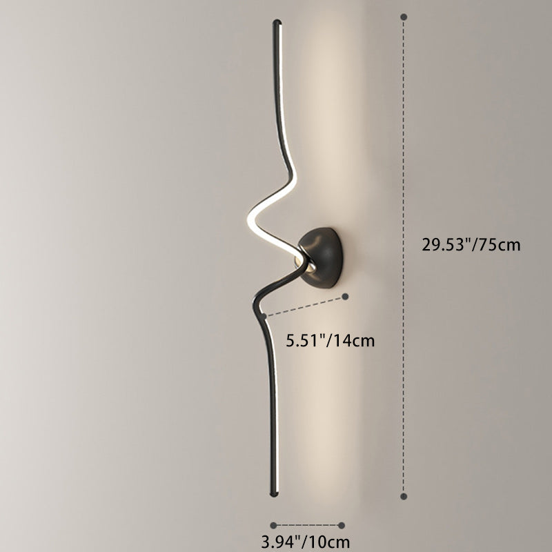Zeitgenössische kreative Linie Biegung Lange Silikon Aluminium LED Wandleuchte für Schlafzimmer 