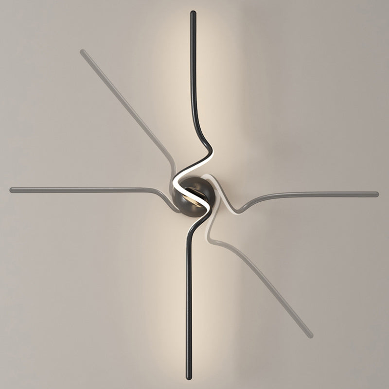 Zeitgenössische kreative Linie Biegung Lange Silikon Aluminium LED Wandleuchte für Schlafzimmer 