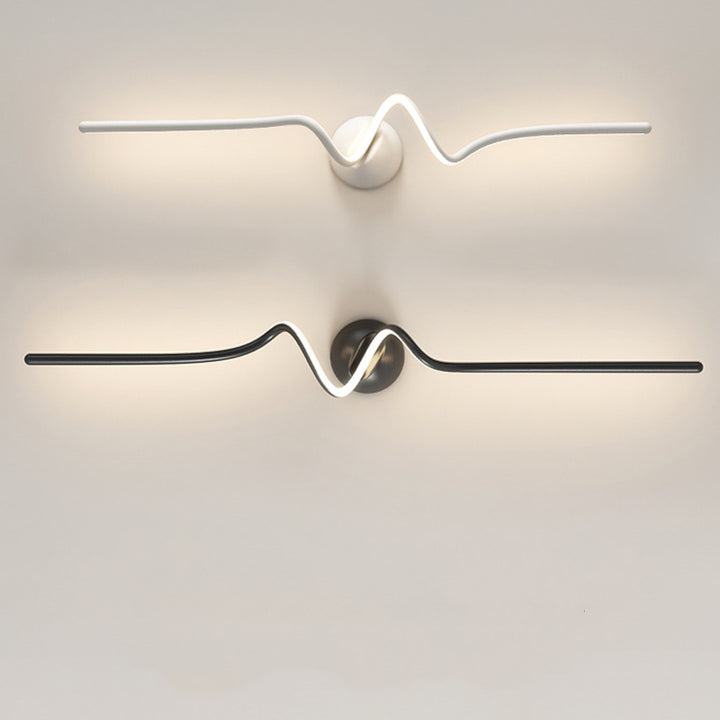 Zeitgenössische kreative Linie Biegung Lange Silikon Aluminium LED Wandleuchte für Schlafzimmer 