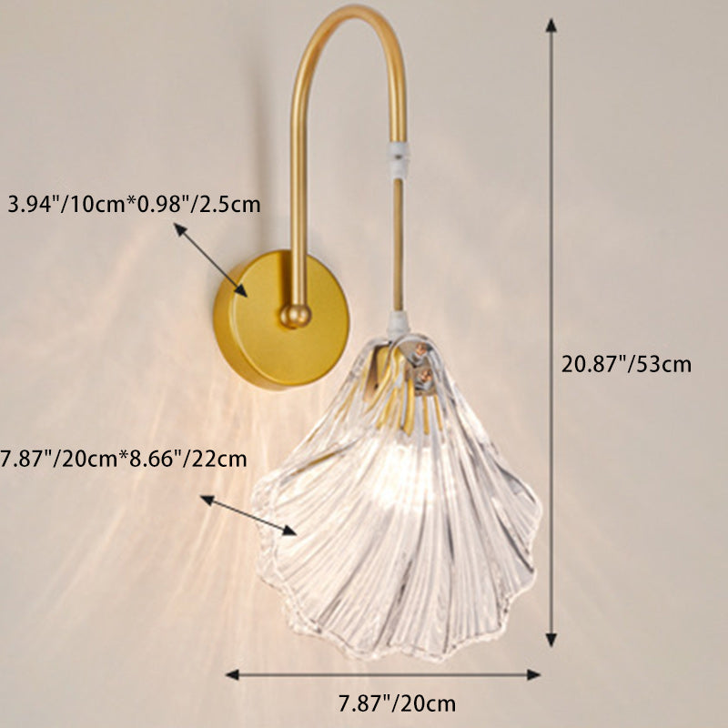 Applique murale 1 lumière avec abat-jour en verre, coquille de perle et plumes rondes traditionnelles françaises pour chambre à coucher 