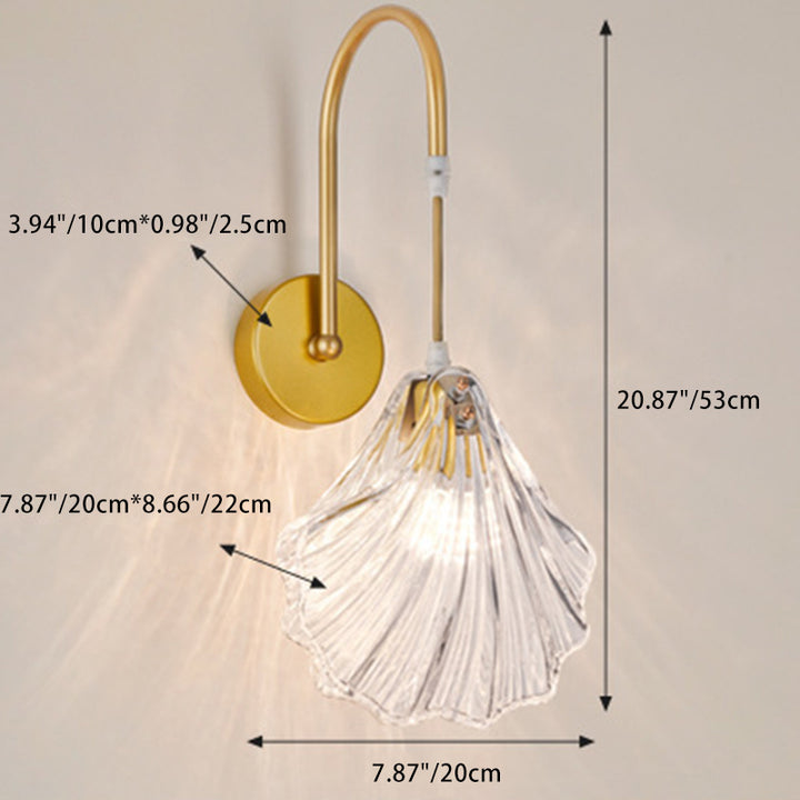 Applique murale 1 lumière avec abat-jour en verre, coquille de perle et plumes rondes traditionnelles françaises pour chambre à coucher 