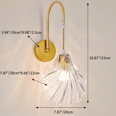 Traditional French Round Feather Shell Pearl Glass Hardware 1-Light Wall Sconce Lamp For Bedroom