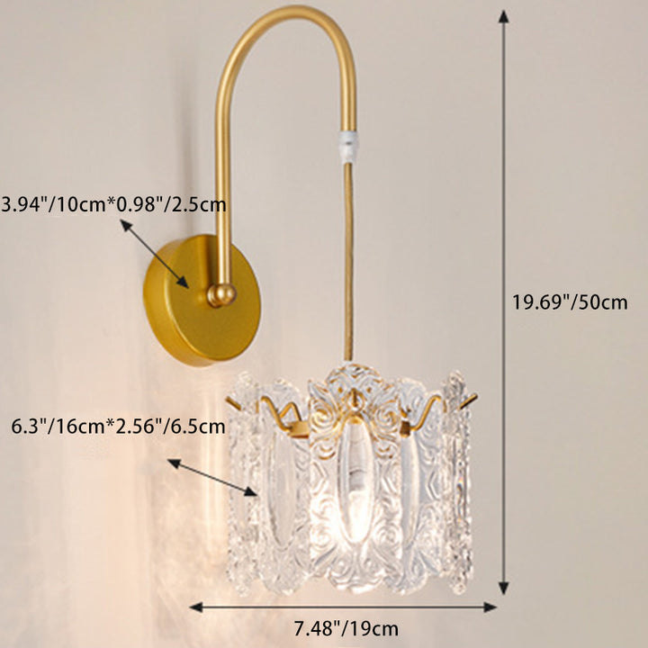 Applique murale à 1 lumière avec matériel en verre coquille plume ronde traditionnelle française pour salon 
