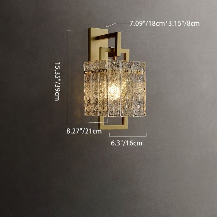 Applique Murale Moderne de Luxe Carrée Rectangulaire en Verre et Laiton à 1 Lumière Pour Chambre 