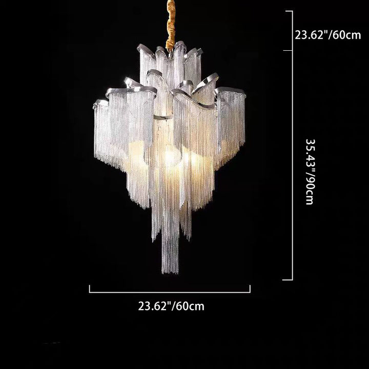 Lustre en aluminium et fer à couches traditionnelles avec frange française, 4/9/14 lumières pour salon 