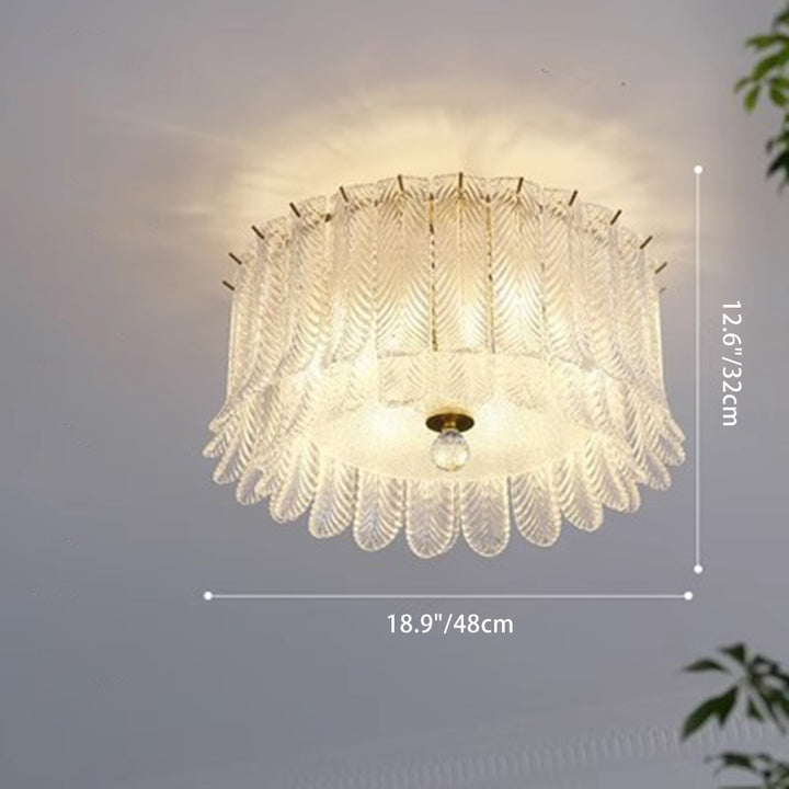 Luz de techo empotrada de vidrio de patchwork redondo de hoja francesa tradicional de hierro de 6/9 luces para sala de estar 