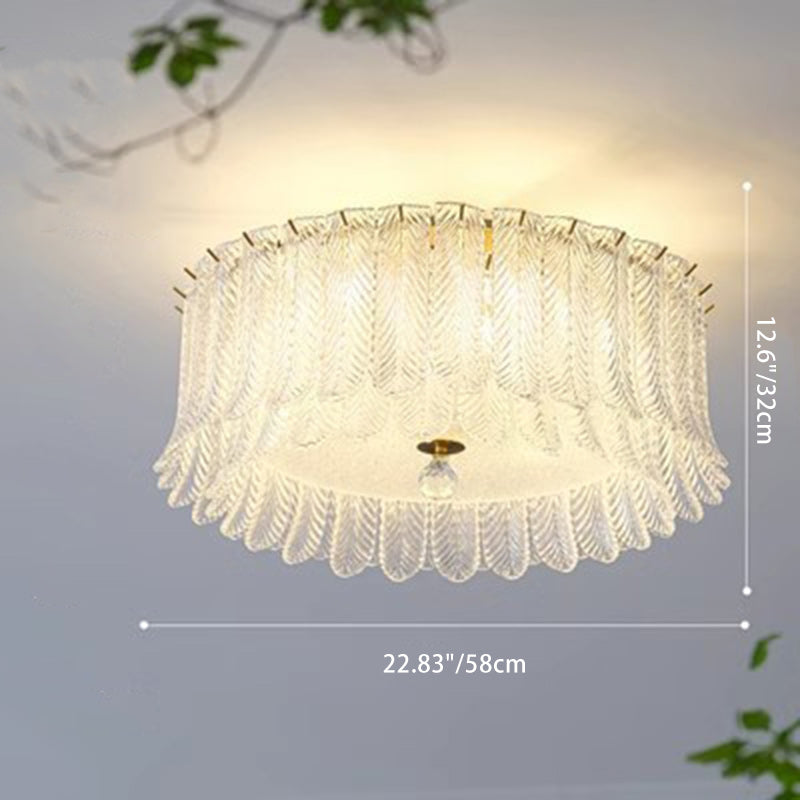 Traditionelle französische Blatt-Rund-Patchwork-Glas-Eisen 6/9 Licht Deckenleuchte für das Wohnzimmer 