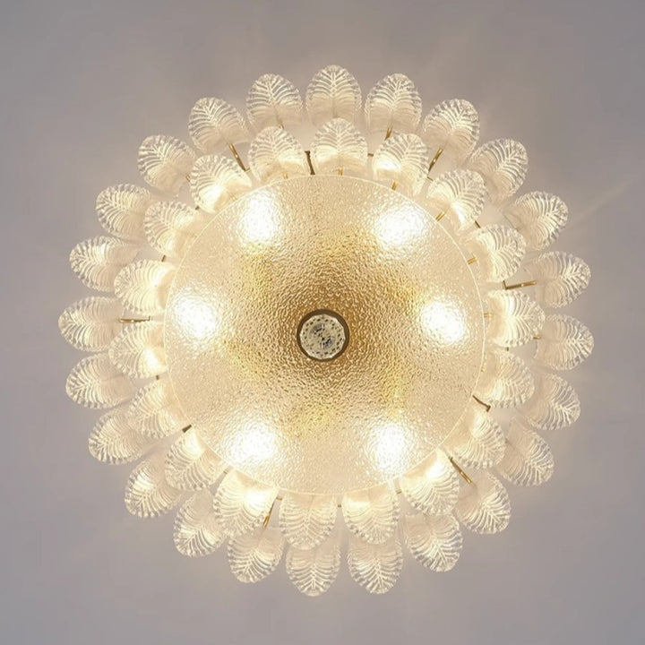 Traditionelle französische Blatt-Rund-Patchwork-Glas-Eisen 6/9 Licht Deckenleuchte für das Wohnzimmer 