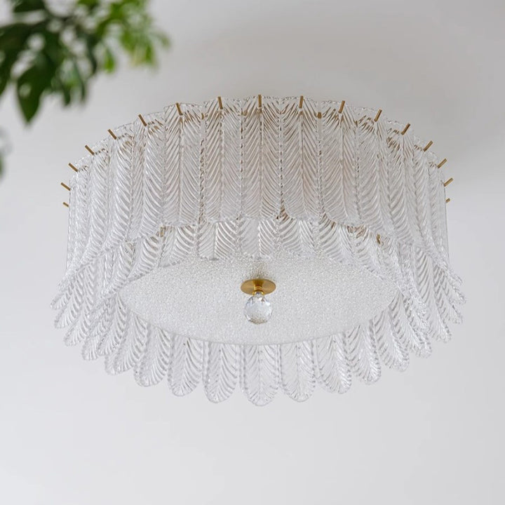 Traditionelle französische Blatt-Rund-Patchwork-Glas-Eisen 6/9 Licht Deckenleuchte für das Wohnzimmer 