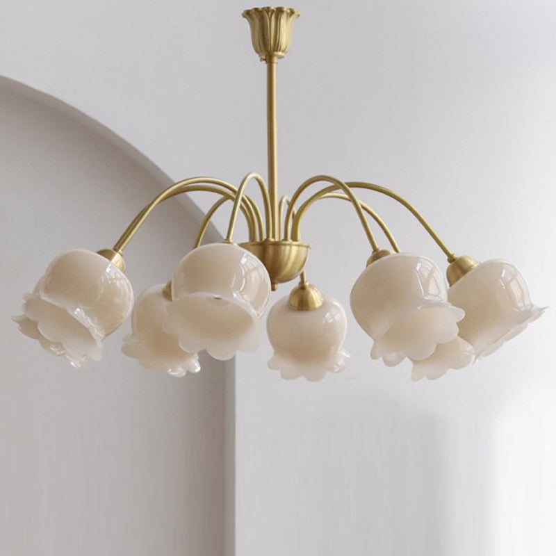Lustre en laiton résine à cloche ramifiée traditionnelle française 3/5/6/8 lumières pour salon 