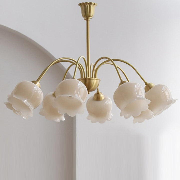 Lustre en laiton résine à cloche ramifiée traditionnelle française 3/5/6/8 lumières pour salon 