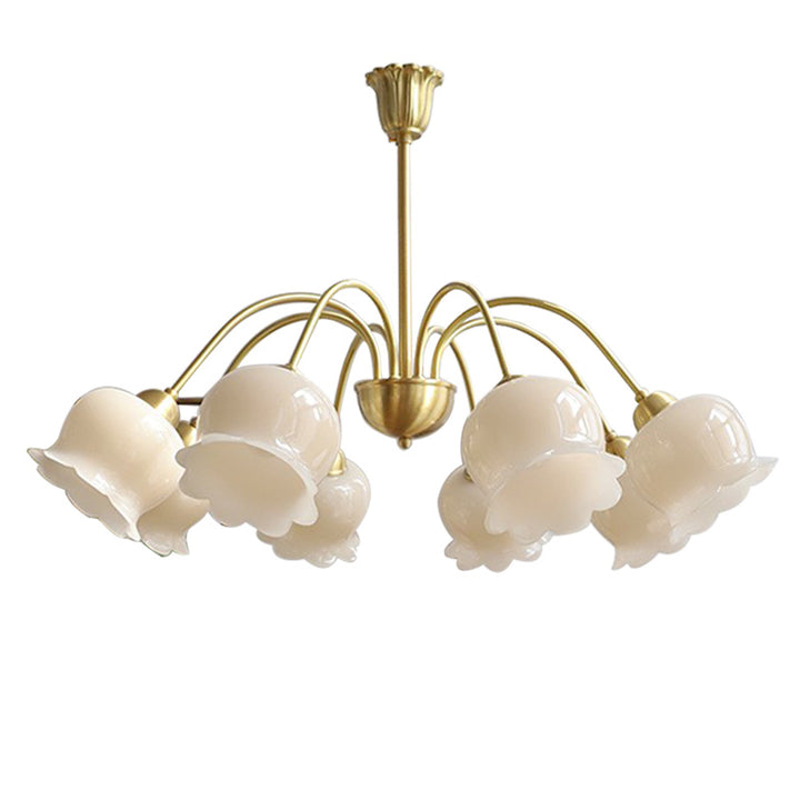 Lustre en laiton résine à cloche ramifiée traditionnelle française 3/5/6/8 lumières pour salon 