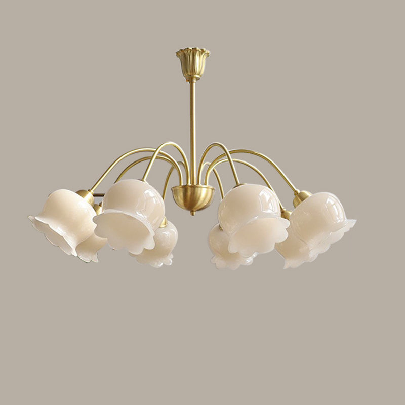 Lustre en laiton résine à cloche ramifiée traditionnelle française 3/5/6/8 lumières pour salon 