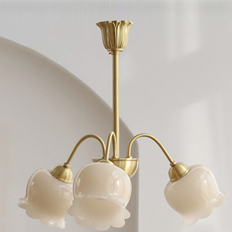 Lustre en laiton résine à cloche ramifiée traditionnelle française 3/5/6/8 lumières pour salon 