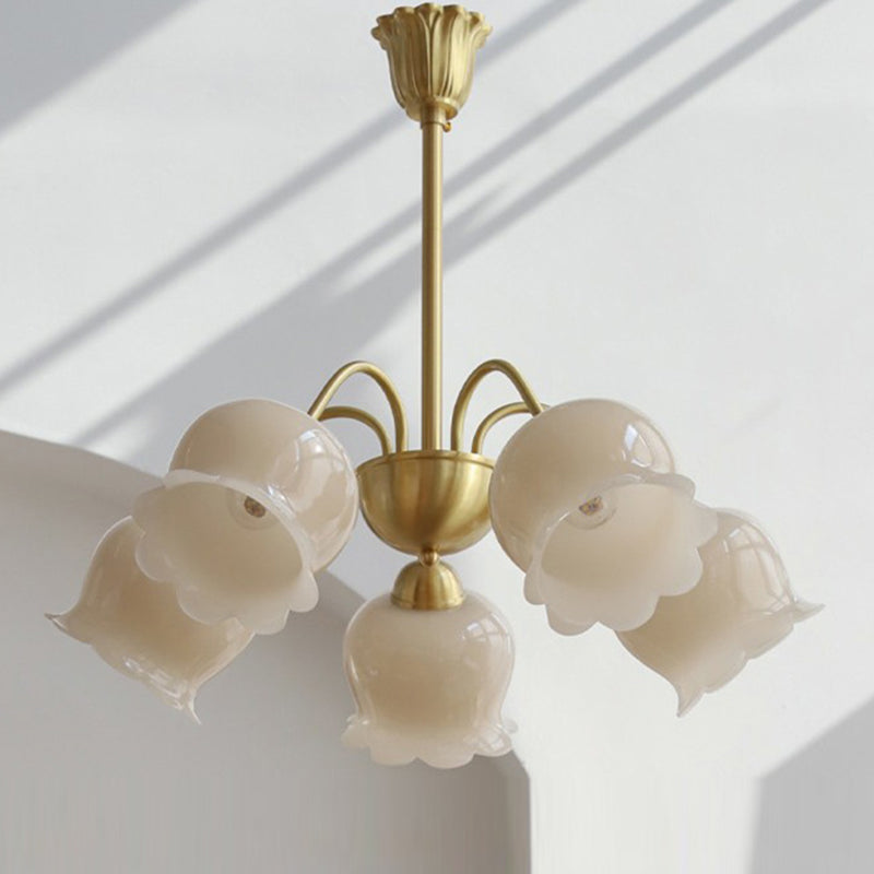 Lustre en laiton résine à cloche ramifiée traditionnelle française 3/5/6/8 lumières pour salon 