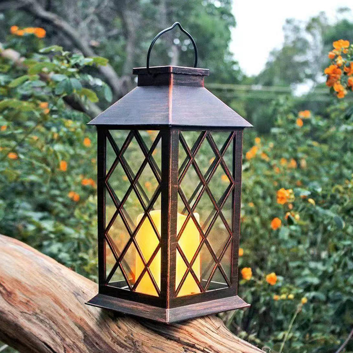 Traditionelle Vintage-Rechteck-Hausform-Kerzen-Eisen-LED-Außenleuchte für die Terrasse im Freien 