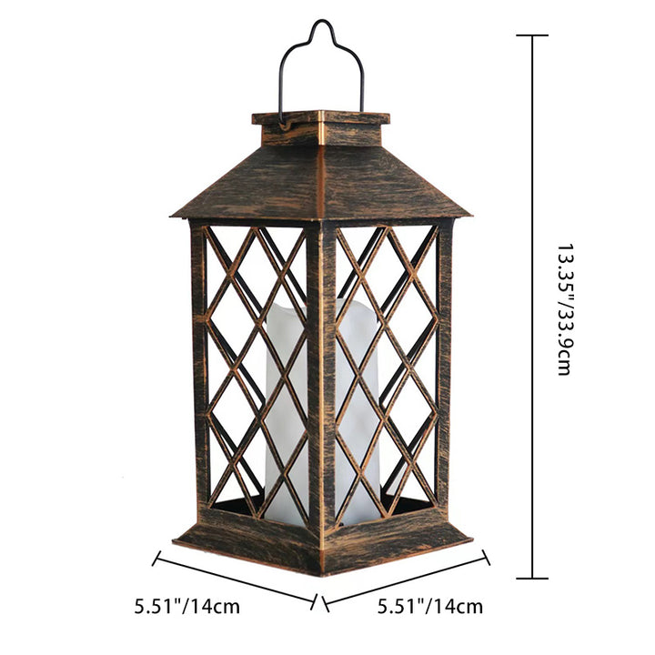 Traditionelle Vintage-Rechteck-Hausform-Kerzen-Eisen-LED-Außenleuchte für die Terrasse im Freien 