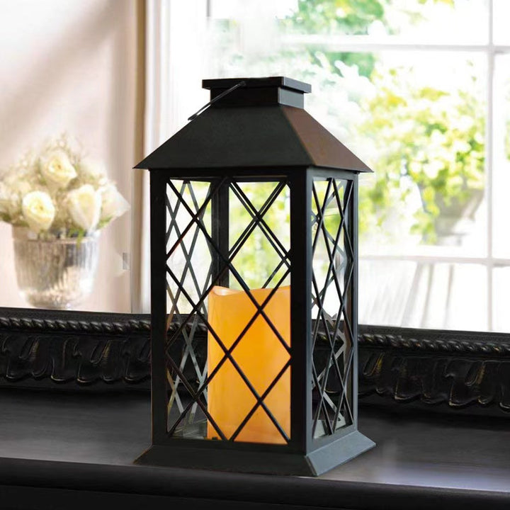 Traditionelle Vintage-Rechteck-Hausform-Kerzen-Eisen-LED-Außenleuchte für die Terrasse im Freien 