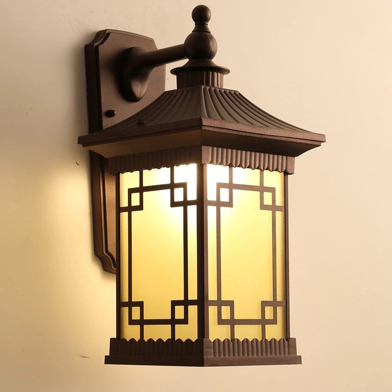 Traditionelle rustikale Haus rechteckige quadratische Glas Aluminium 1-Licht Wandleuchte für das Schlafzimmer 