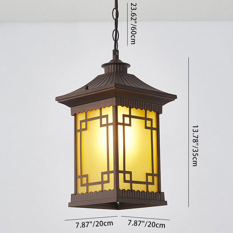 Traditionelle rustikale rechteckige quadratische Hausglas-Aluminium-Pendelleuchte mit 1 Licht für das Wohnzimmer 