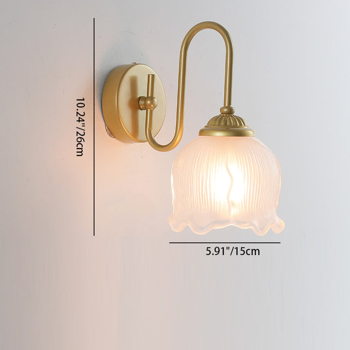 Traditionelle französische florale runde Glas-Eisen-Wandleuchte mit 1 Licht für das Schlafzimmer 