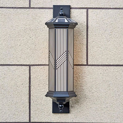 Lampe murale LED en aluminium PC solaire étanche à colonne hexagonale chinoise traditionnelle pour jardin 