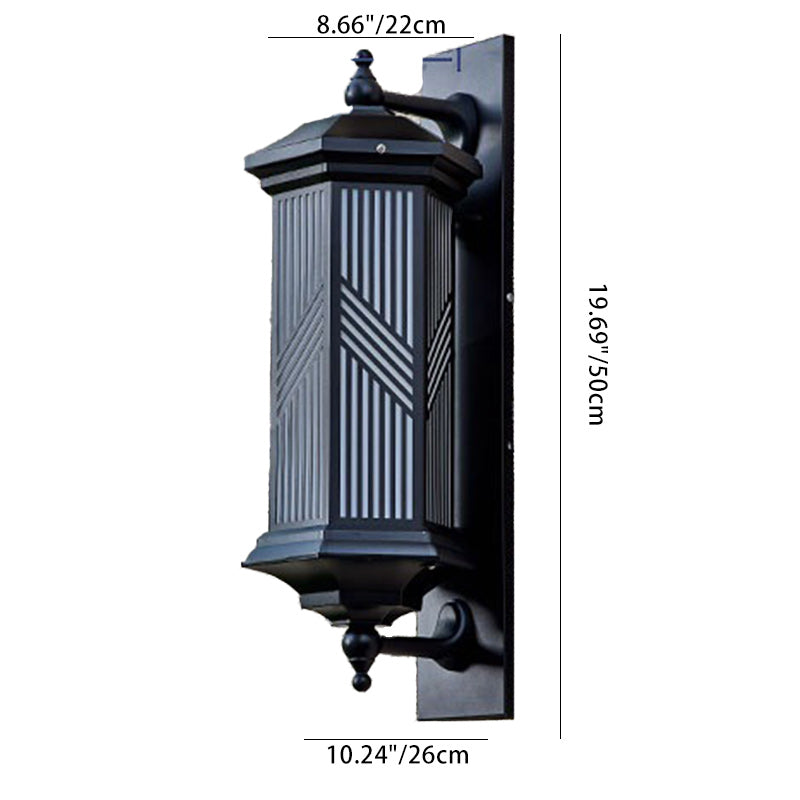 Lampe murale LED en aluminium PC solaire étanche à colonne hexagonale chinoise traditionnelle pour jardin 