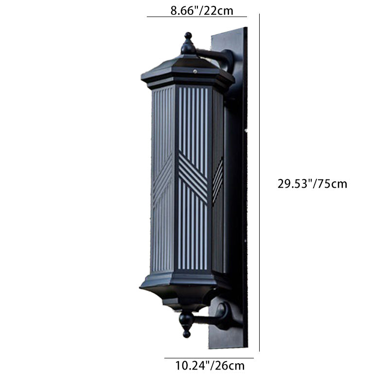 Lampe murale LED en aluminium PC solaire étanche à colonne hexagonale chinoise traditionnelle pour jardin 