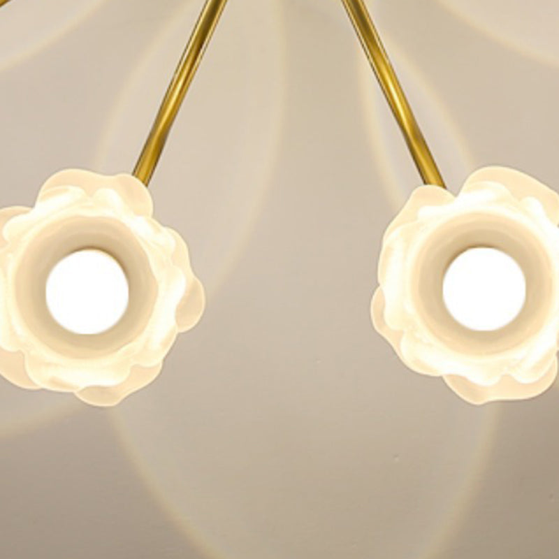 Lustre en laiton avec perles en verre et fleurs rondes de style traditionnel français à 6/8/10 lumières pour salon 