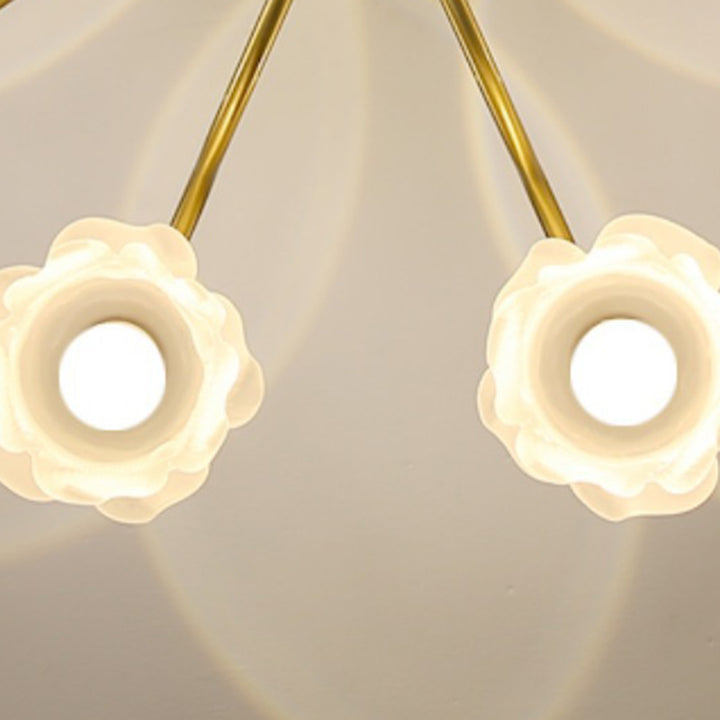 Lustre en laiton avec perles en verre et fleurs rondes de style traditionnel français à 6/8/10 lumières pour salon 