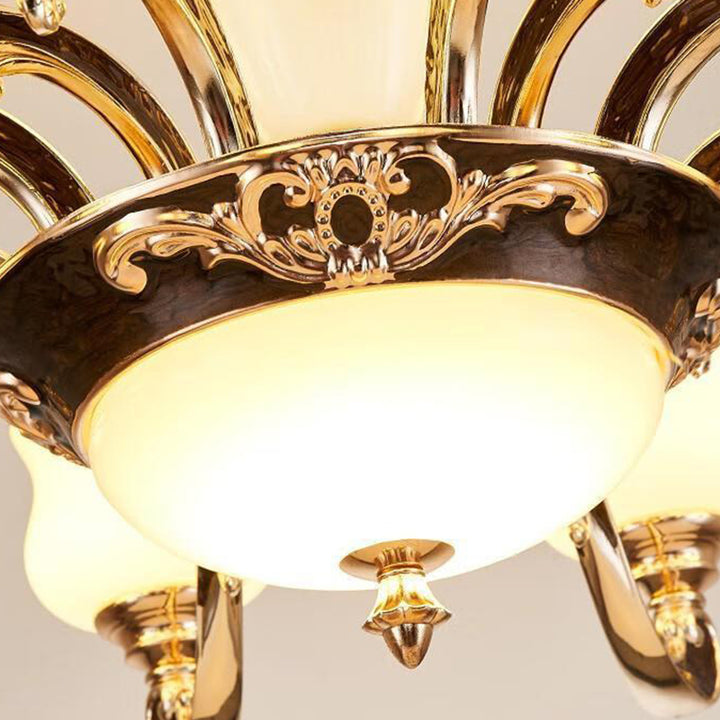 Contemporary Scandinavian Round Curved Cylinder Glass Zinc 6/8/10-Light Chandelier For Living Room