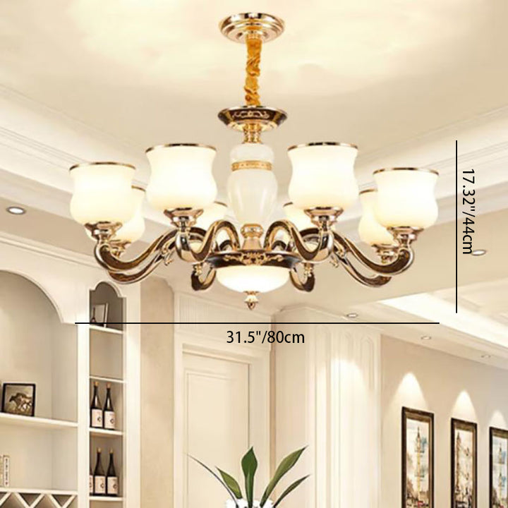 Contemporary Scandinavian Round Curved Cylinder Glass Zinc 6/8/10-Light Chandelier For Living Room