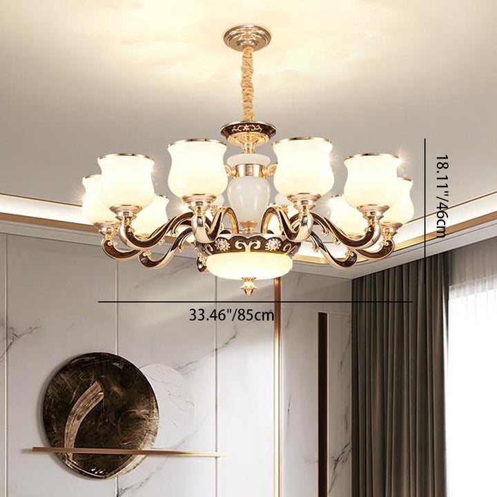 Contemporary Scandinavian Round Curved Cylinder Glass Zinc 6/8/10-Light Chandelier For Living Room